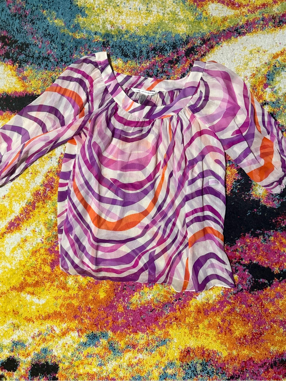 Diane Von Furstenberg designer FUNKY sheer blouse